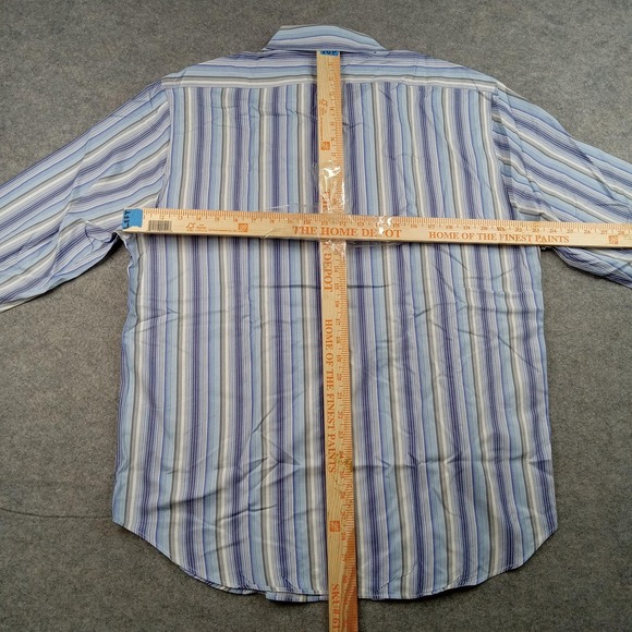 Armani Shirt Mens XL Blue Stripe Made In Italy Dress Long Sleeve Collezioni - Picture 5 of 8